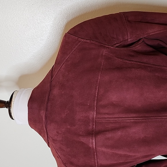 NEW LaMarque Laetica Burgundy Leather Suede Moto Biker Jacket Luxury Celeb Style - Picture 9 of 14